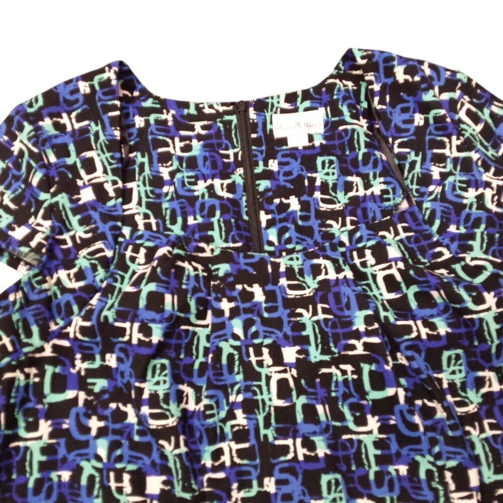 Cap Sleeve Geometric Pattern Midi Dress - Picture 3 of 5